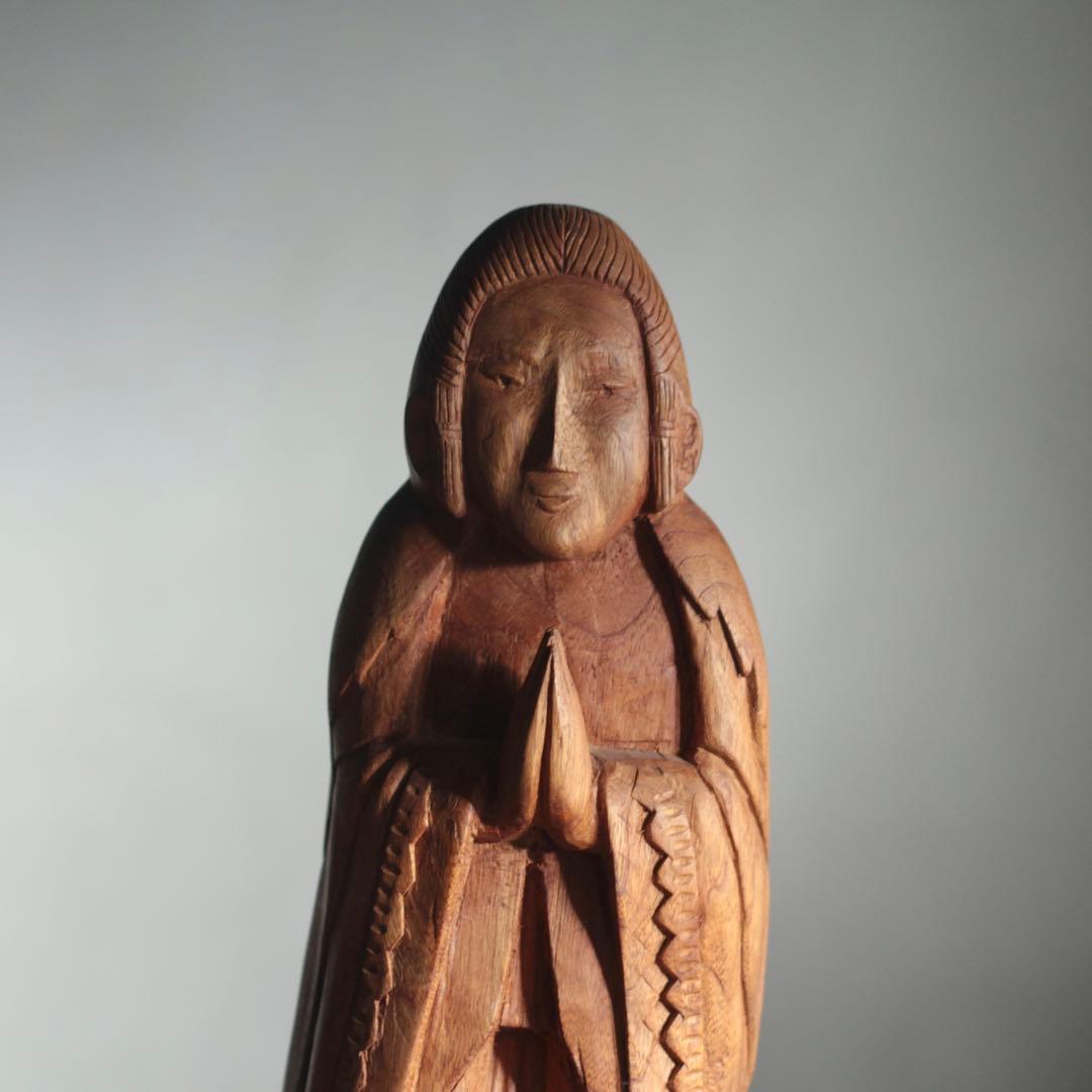 木彫 祈りの像 古道具 民衆仏 アンティーク オブジェ アイヌ？