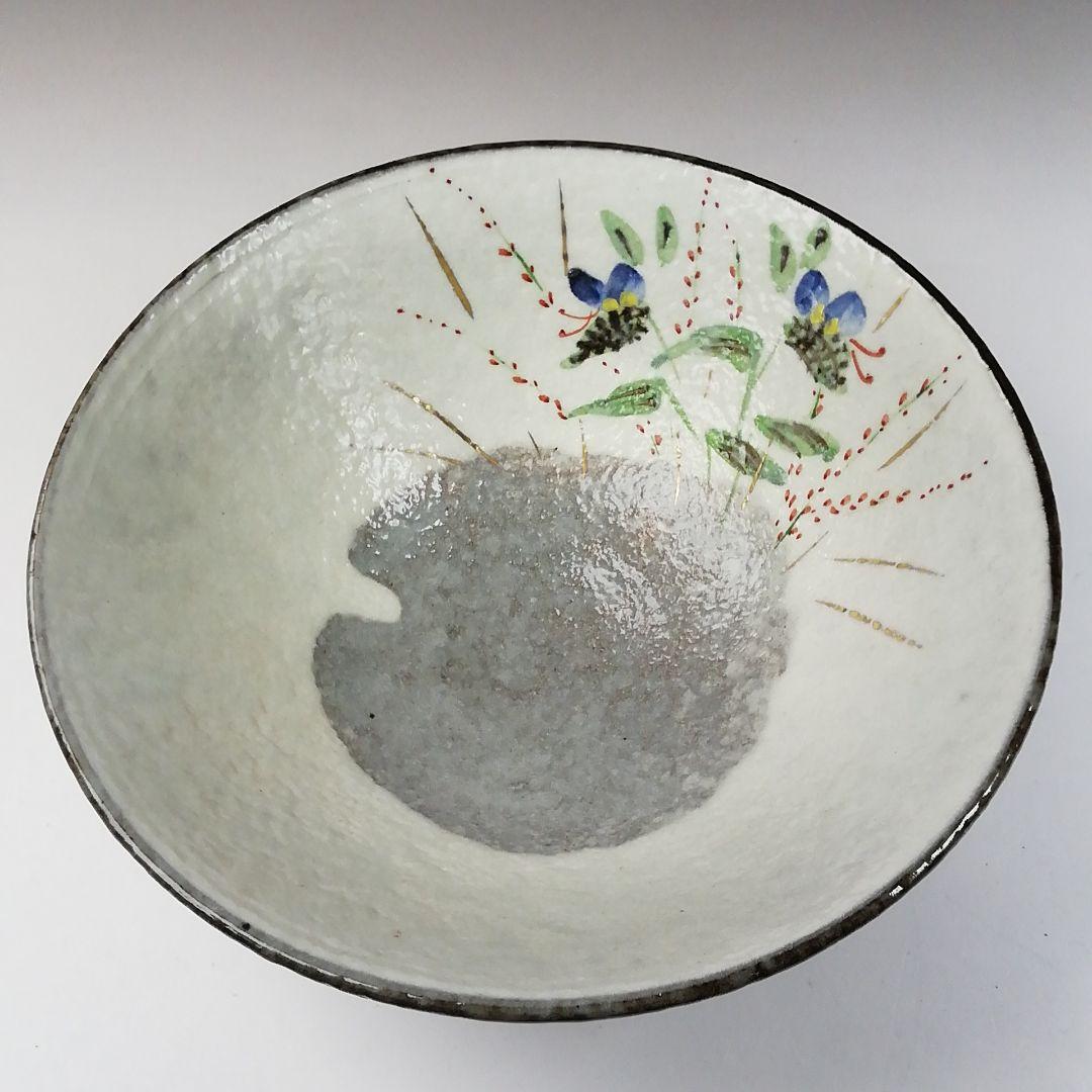 Ｔ２４７　茶碗　『露草』『平茶碗』『浅見与し三 造』　共箱　抹茶碗　茶道具