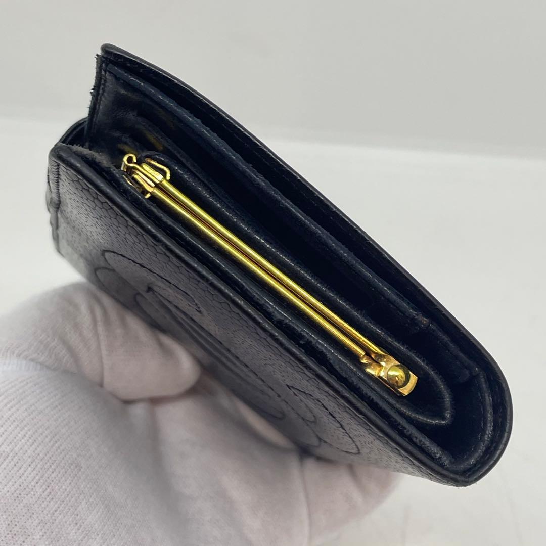 【使用感あり】シャネル CHANEL キャビアスキン 二つ折り財布 がま口