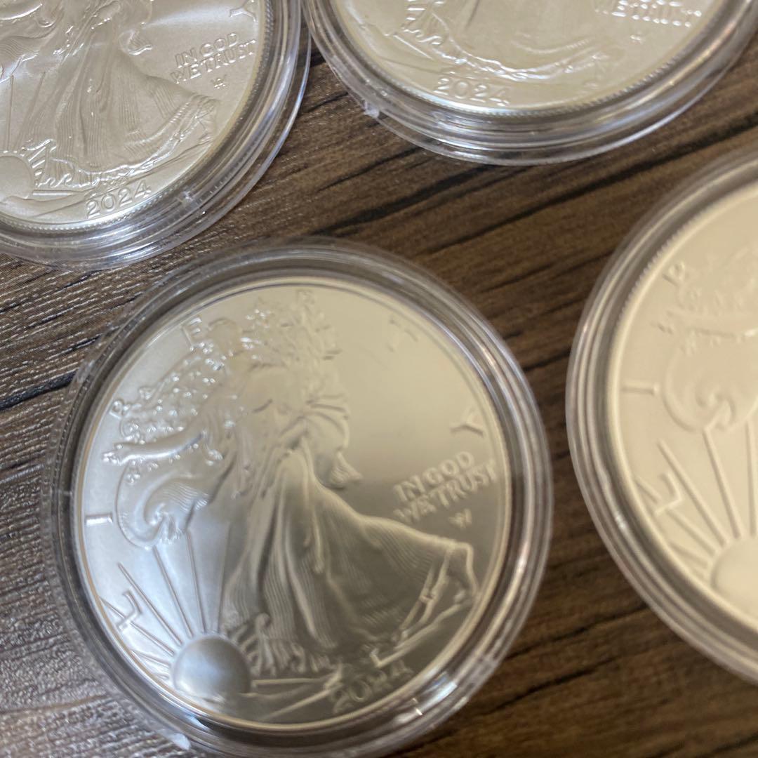 純銀　1オンス 5枚セット 2024年　アメリカ　イーグル・ウォーキングリバティ