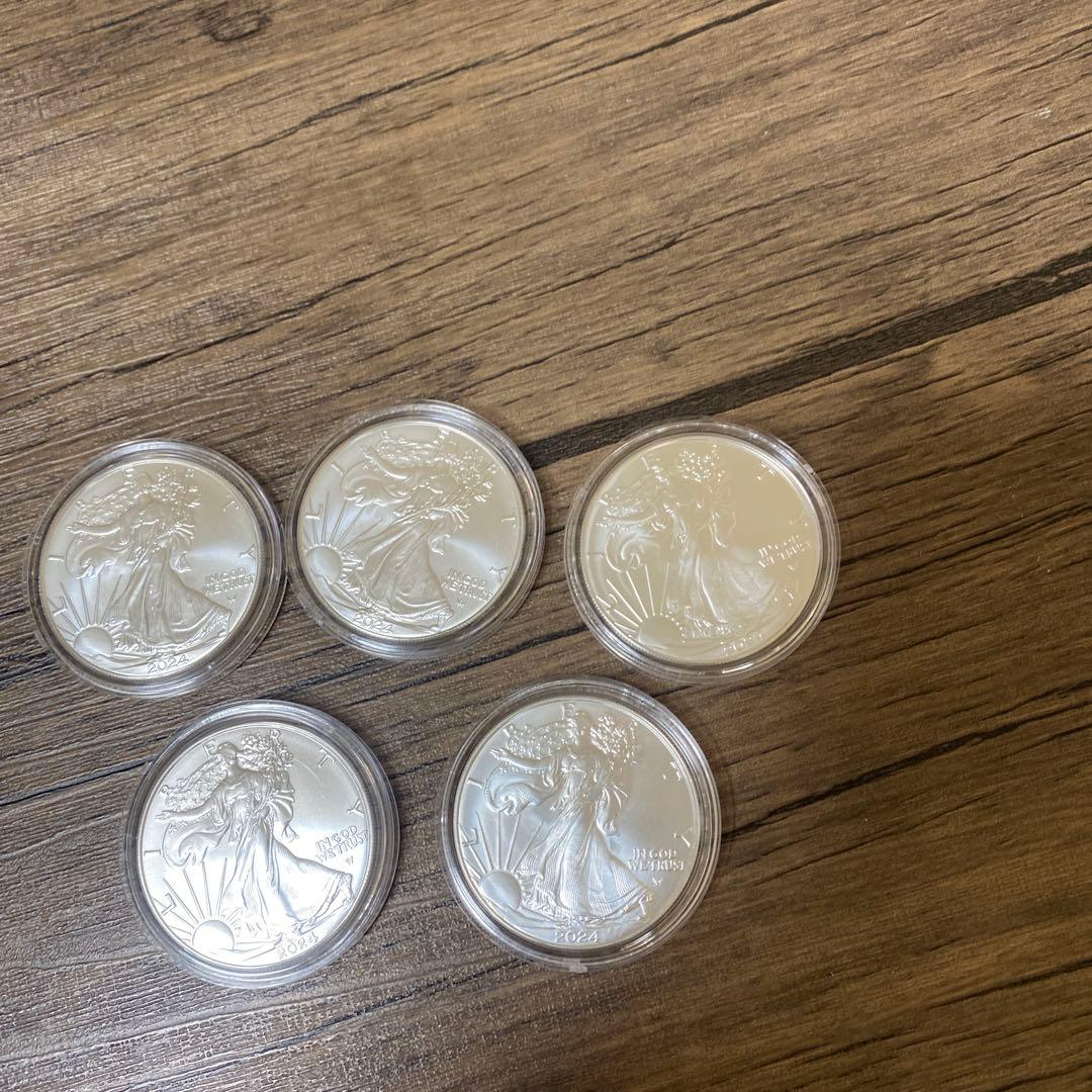 純銀　1オンス 5枚セット 2024年　アメリカ　イーグル・ウォーキングリバティ