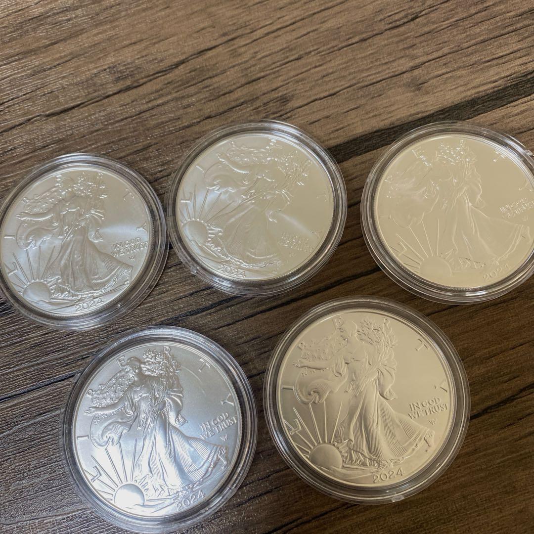 純銀　1オンス 5枚セット 2024年　アメリカ　イーグル・ウォーキングリバティ