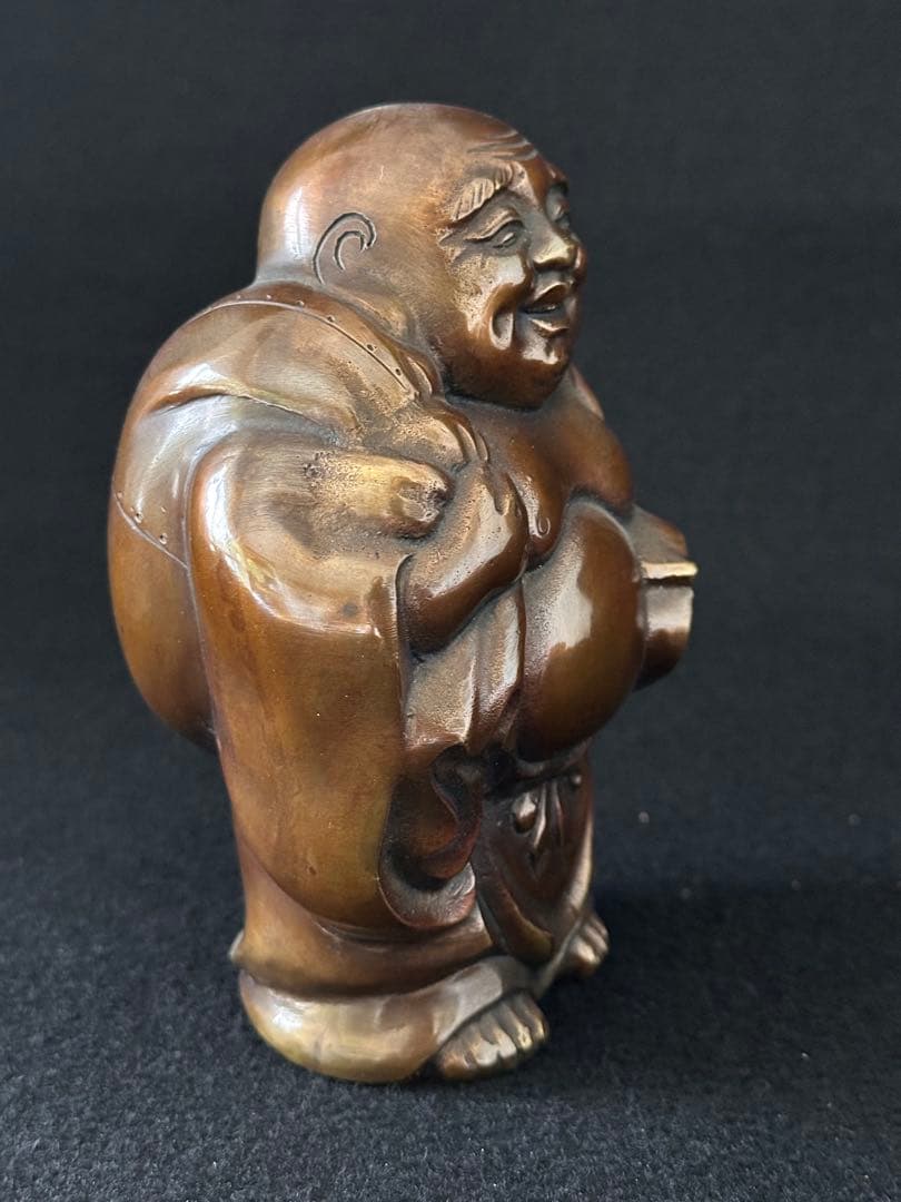 布袋様置物　銅製　高さ約14.5cm 七福神　骨董　古美術