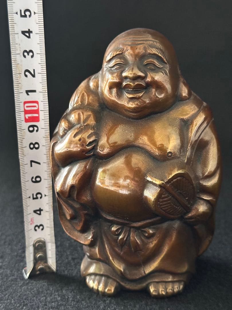 布袋様置物　銅製　高さ約14.5cm 七福神　骨董　古美術
