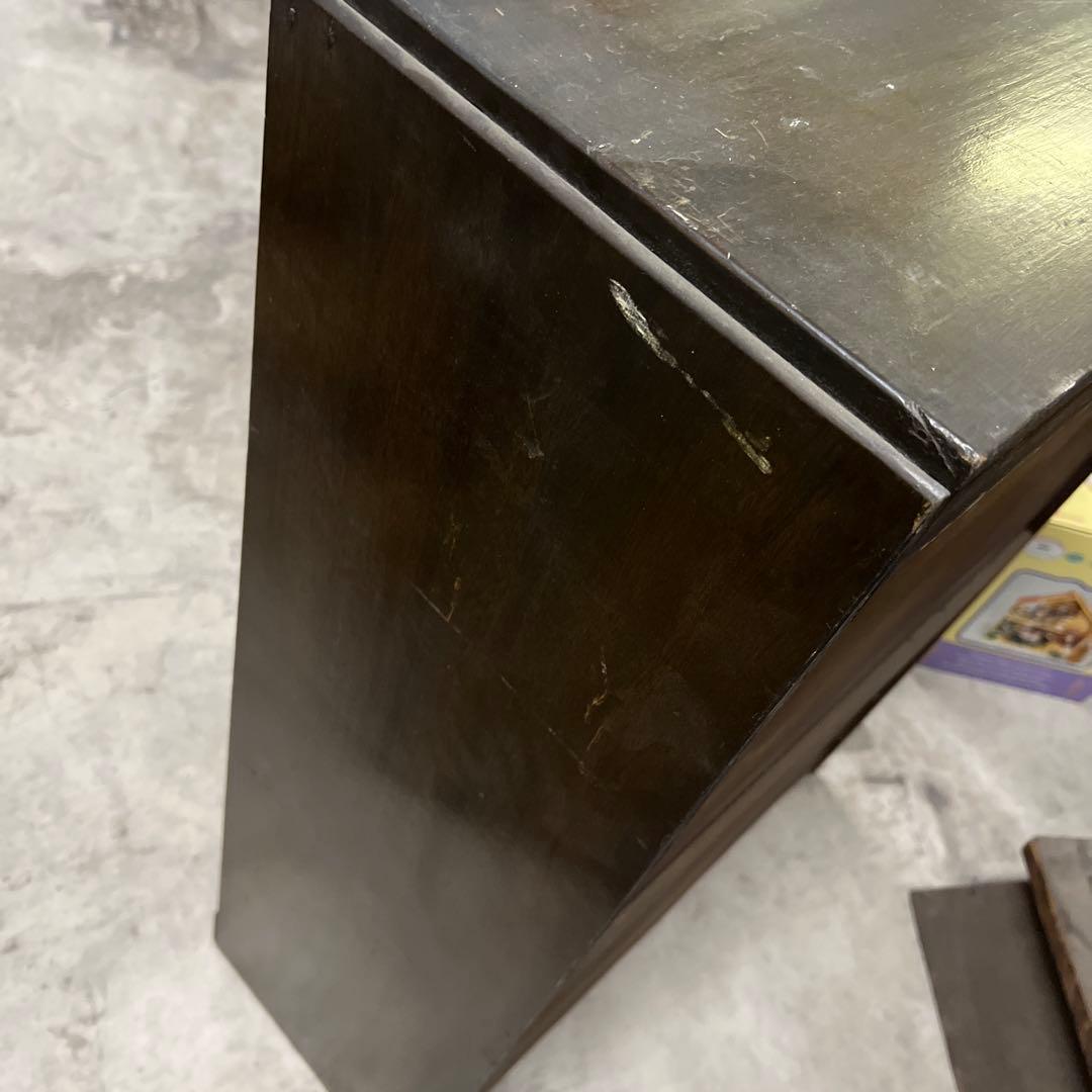 アンテーク様 木製キャビネット ガラス扉付き 引き出し2つ