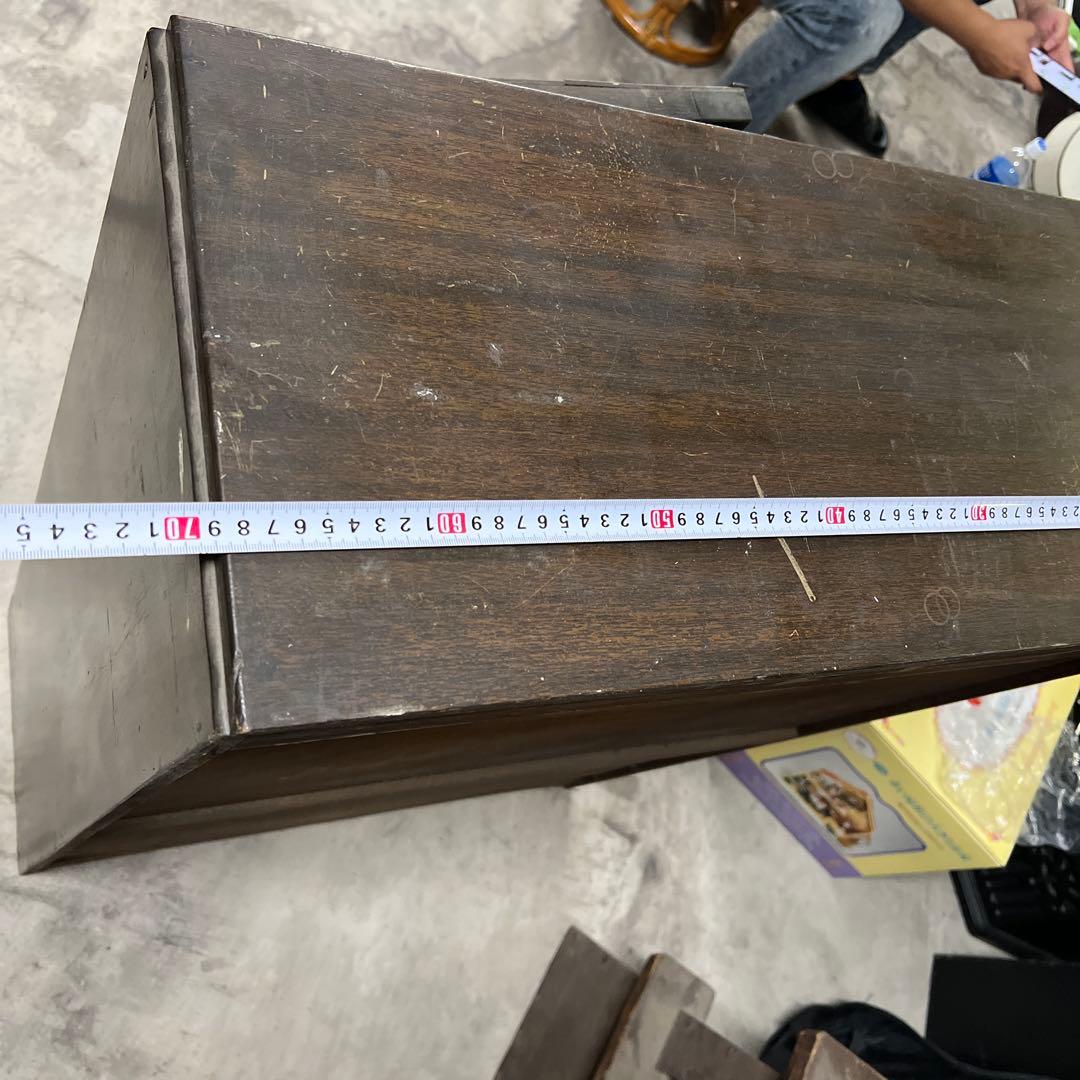 アンテーク様 木製キャビネット ガラス扉付き 引き出し2つ