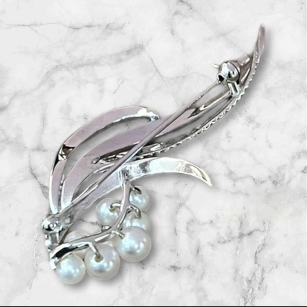 【美品】MIKIMOTO パール ブローチ あこや真珠 8珠 刻印あり