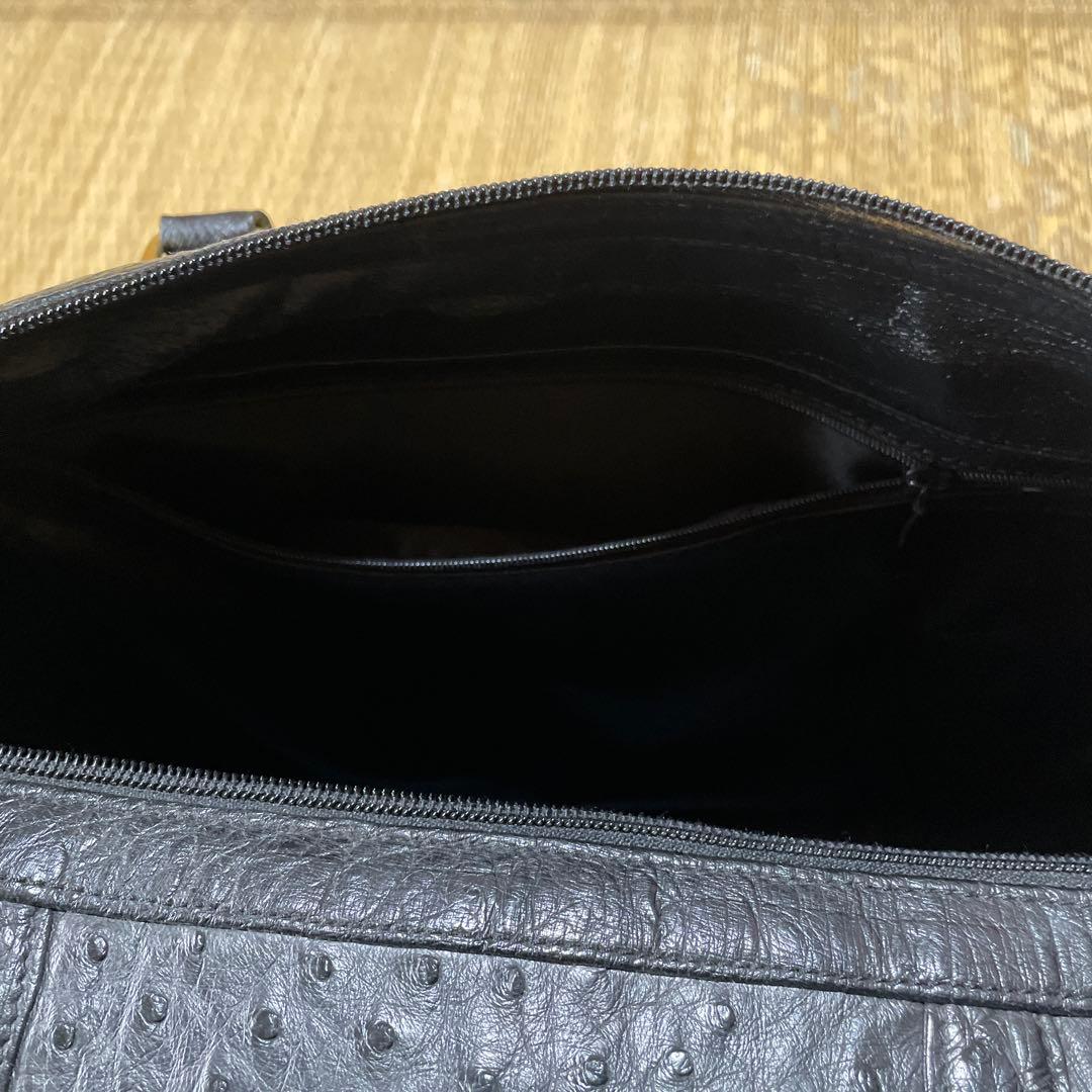 美品 オーストリッチ ボストンバッグ 黒 ブラック 2WAY 旅行 バック