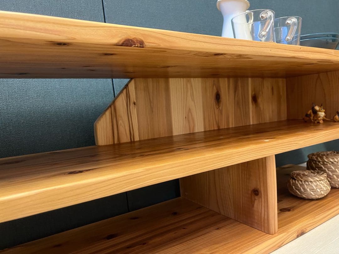 【送料無料】 テレビボード 棚板付き 縦格子型 シェルフ 小物置き 杉 120