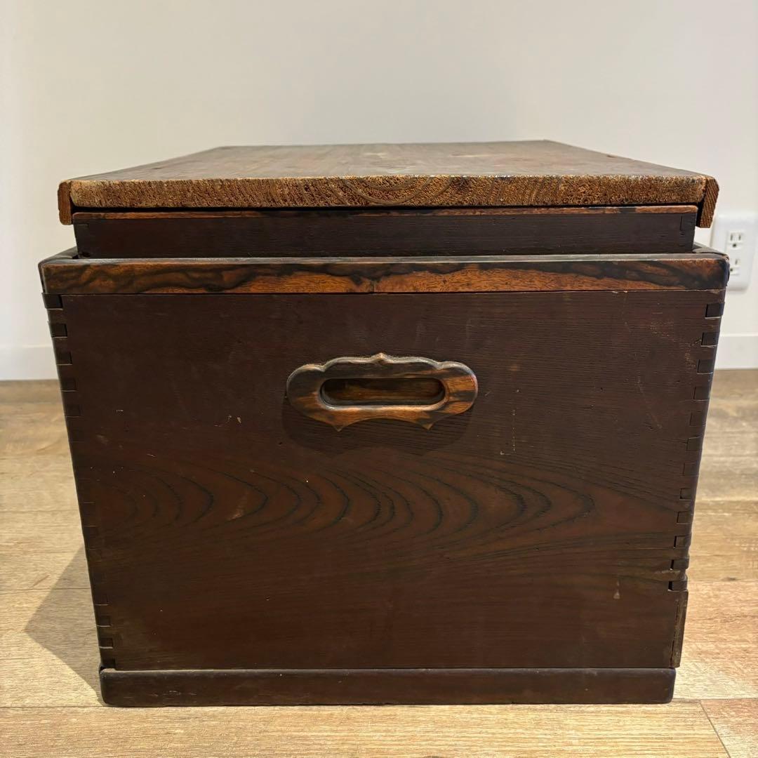 囲炉裏　長火鉢　アンティーク　昭和レトロ　蓋付き　灰入り　木製　引き出し付　骨董