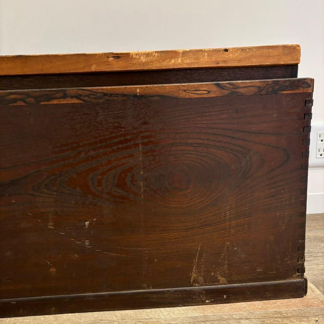 囲炉裏　長火鉢　アンティーク　昭和レトロ　蓋付き　灰入り　木製　引き出し付　骨董