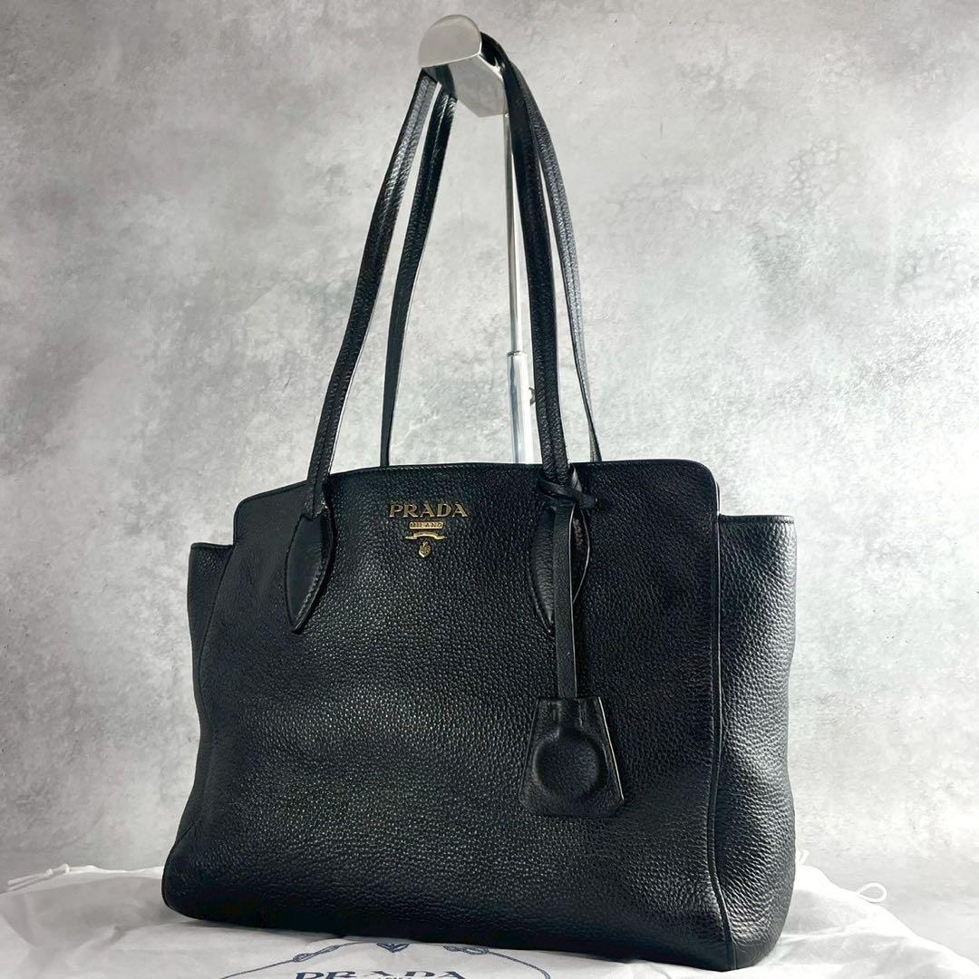 【お買い得】プラダ トートバッグ ハンドバッグ レザー ブラック