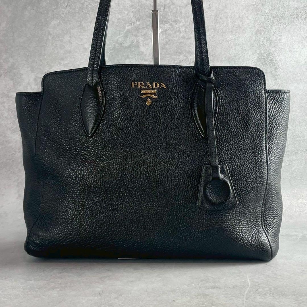 【お買い得】プラダ トートバッグ ハンドバッグ レザー ブラック