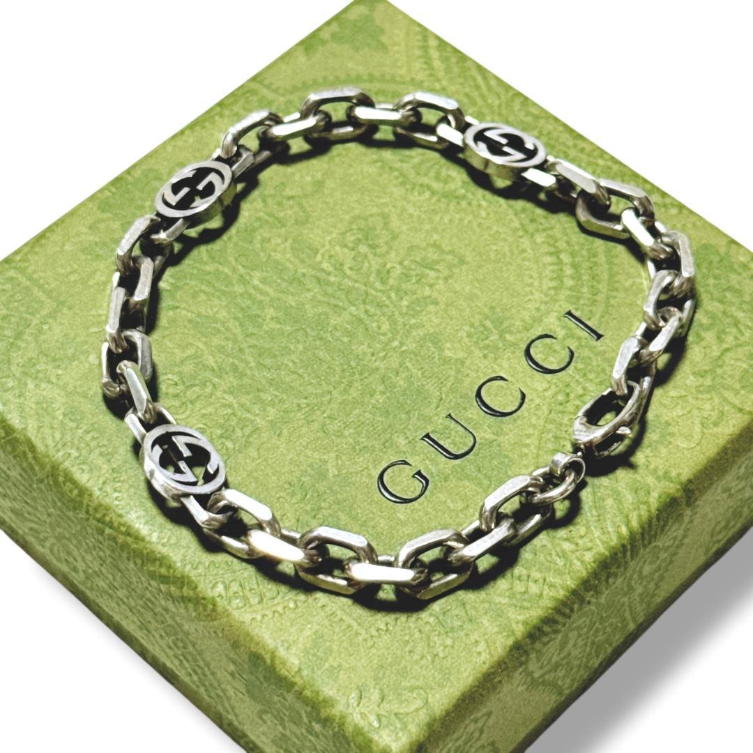 【美品】グッチ インターロッキング ブレスレット19号 SV925