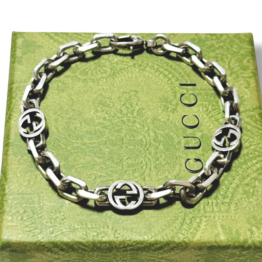 【美品】グッチ インターロッキング ブレスレット19号 SV925