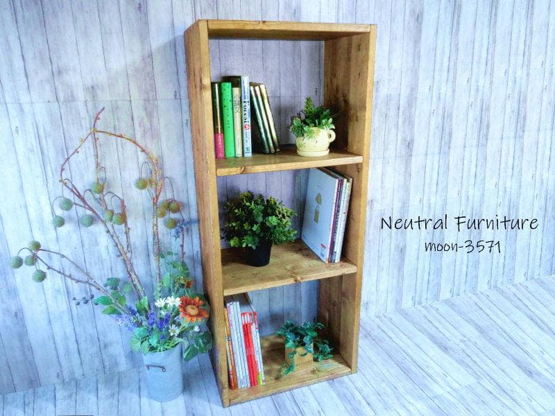 ハンドメイド特大3段トールラック (チーク色)