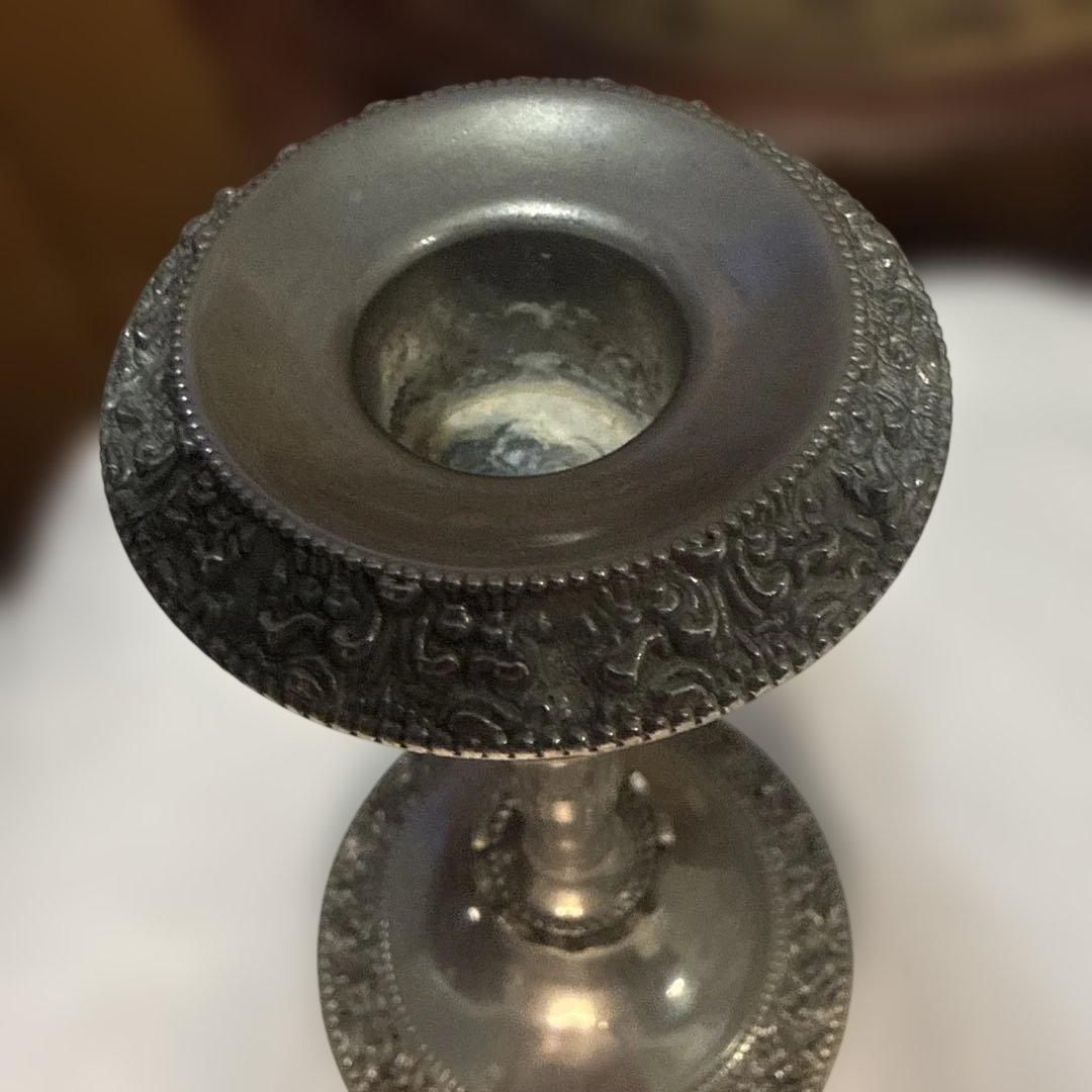 銀メッキ装飾キャンドルスタンド