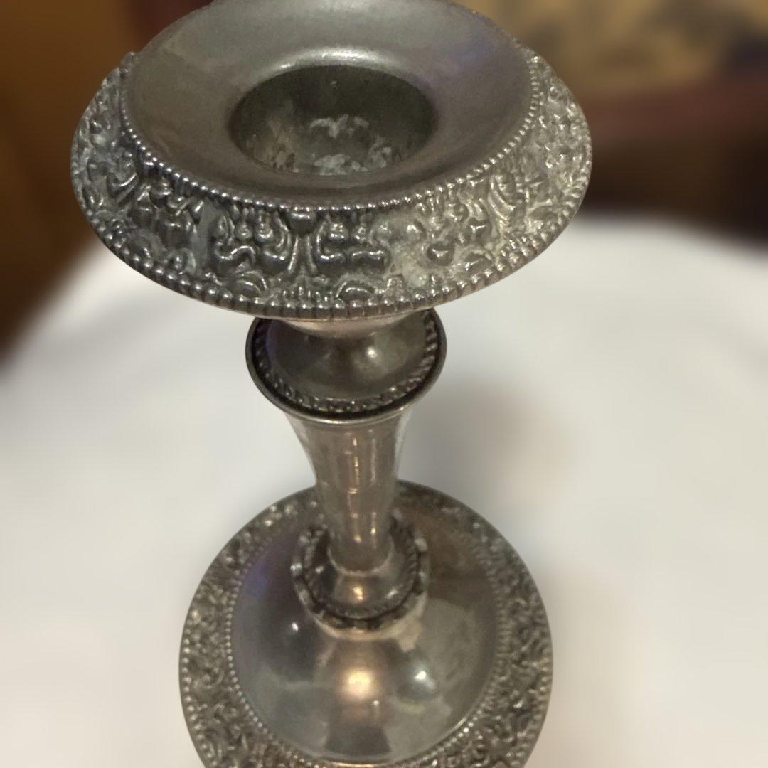 銀メッキ装飾キャンドルスタンド