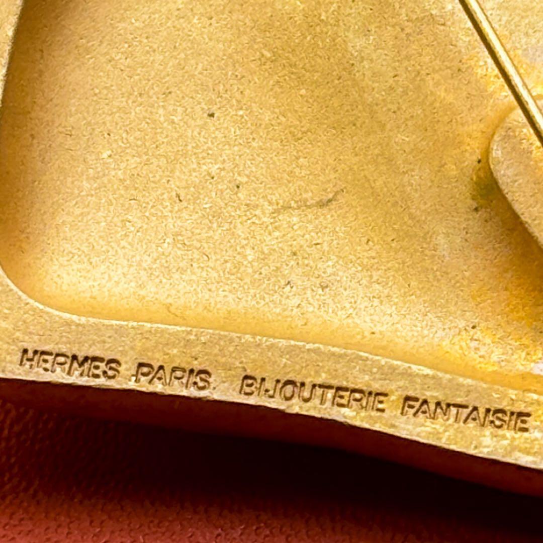 HERMES エルメス ラージ ブローチ シュバル ゴールドカラー ホース 馬