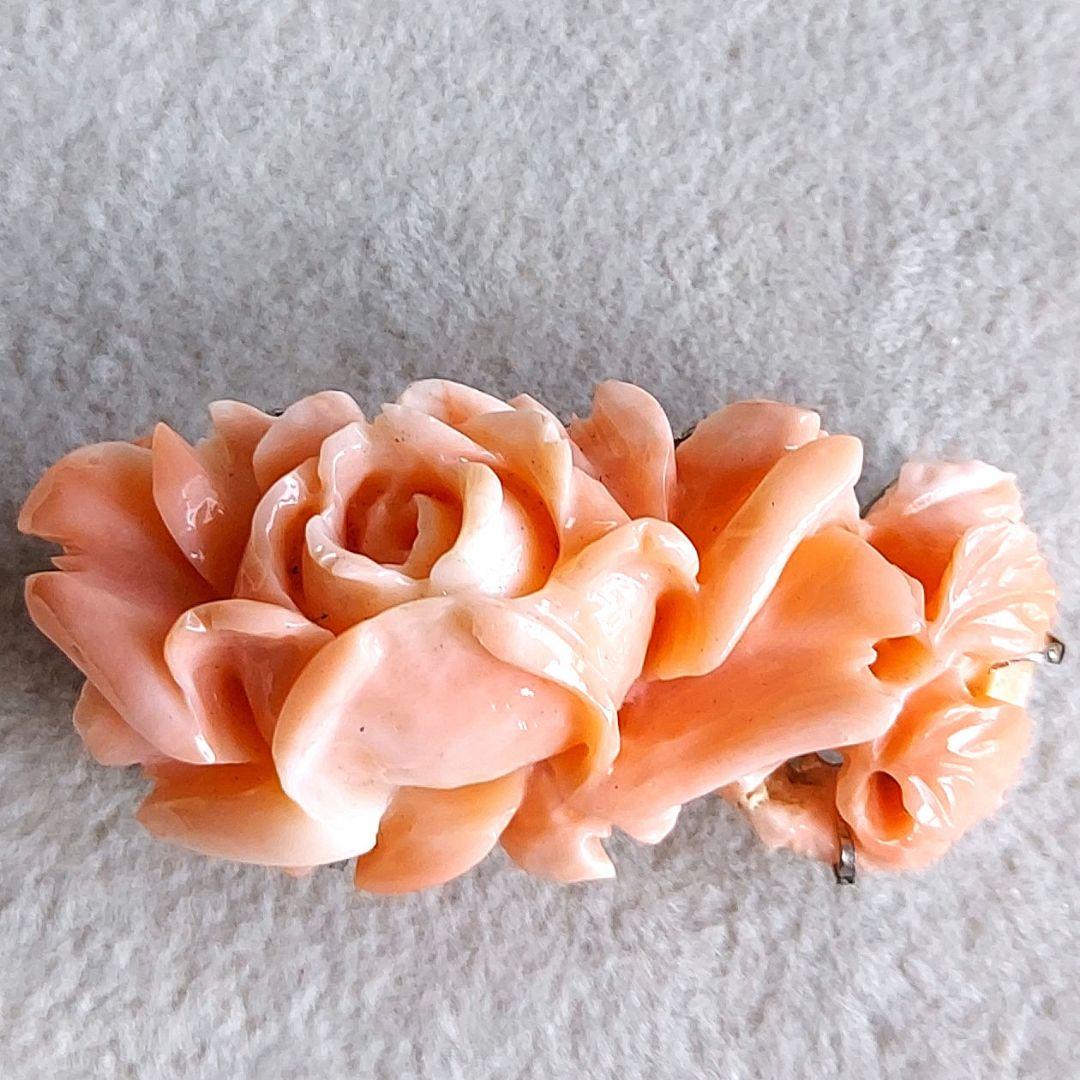 薔薇　珊瑚　ブローチ&帯留め