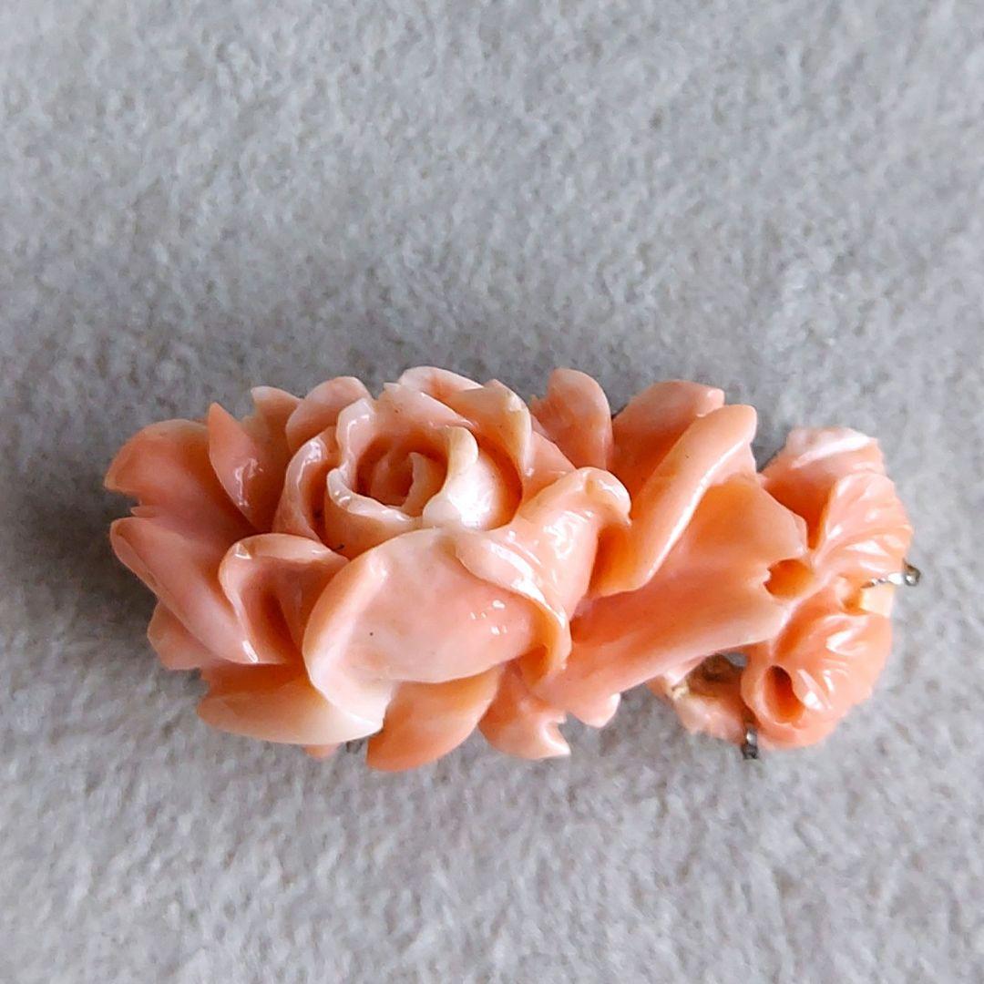 薔薇　珊瑚　ブローチ&帯留め