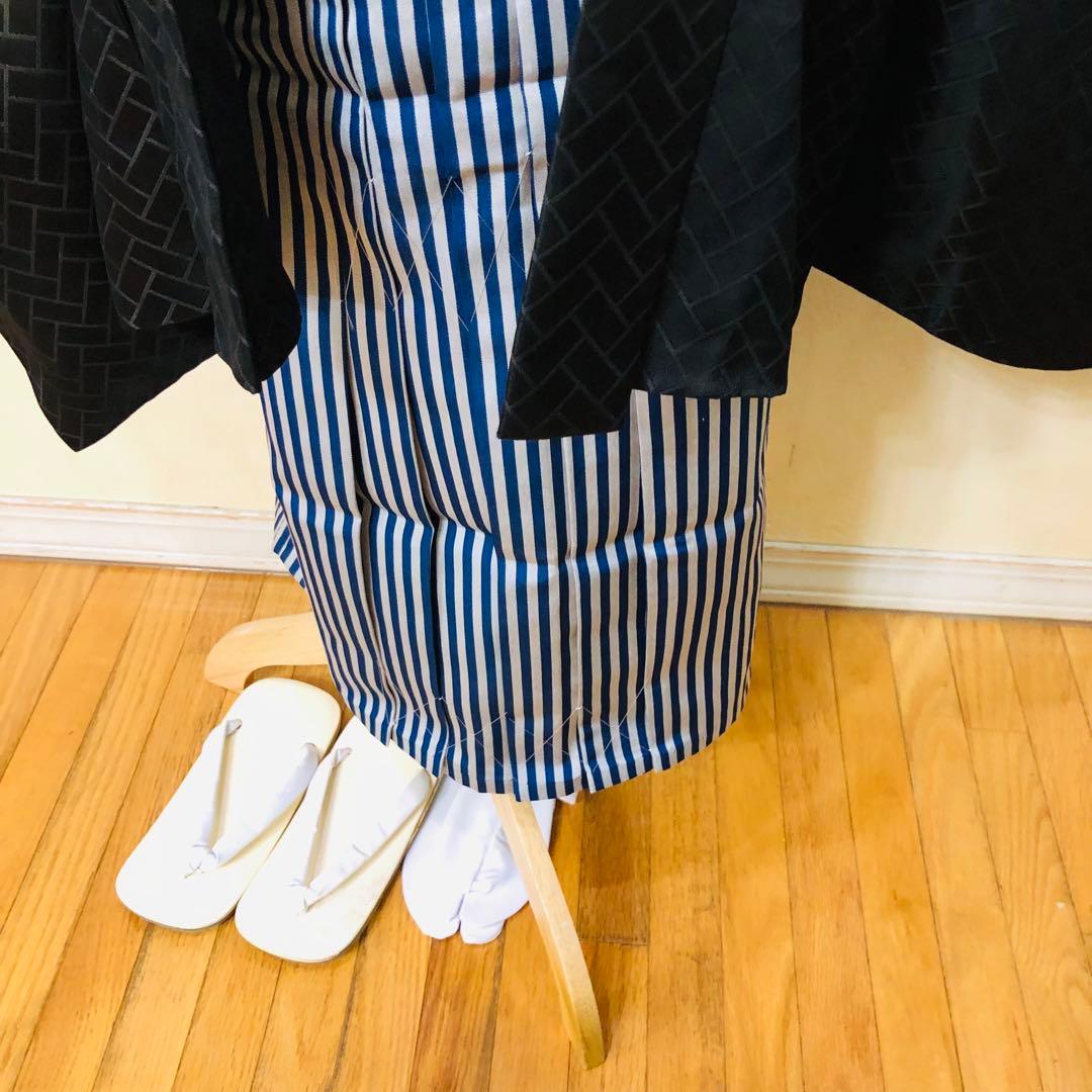 七五三 五歳‼️黒地グレー系 黄金鷹 金糸刺繍‼️袴未使用しつけ付き‼️完全フルセット