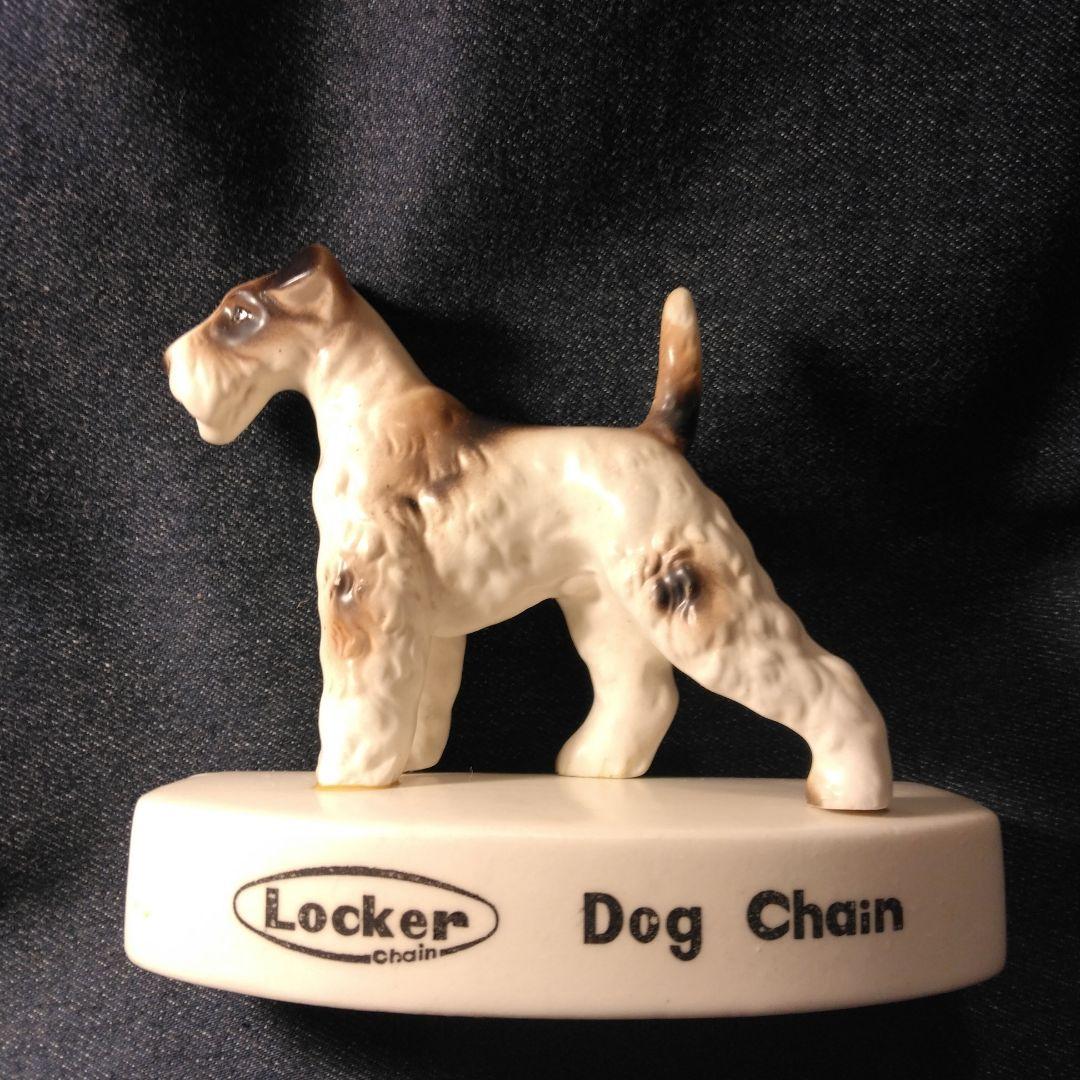 昭和レトロ　リード　 陶器製犬の置物ノベルティ　シユナウザー　当時物