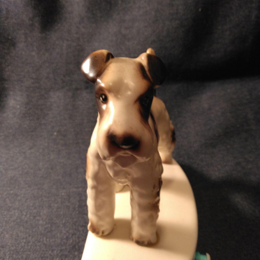 昭和レトロ　リード　 陶器製犬の置物ノベルティ　シユナウザー　当時物