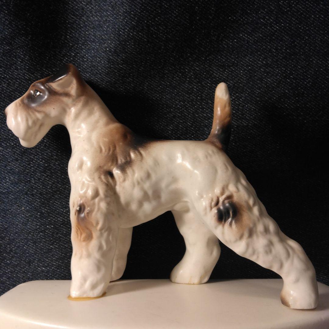 昭和レトロ　リード　 陶器製犬の置物ノベルティ　シユナウザー　当時物