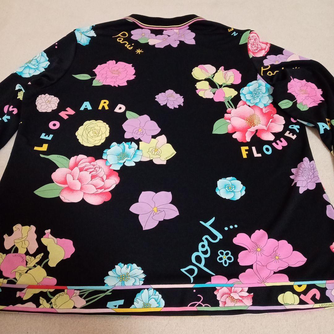 レオナール　スポーツ　長袖ポロシャツ　花柄　大きいサイズ　サイズ44