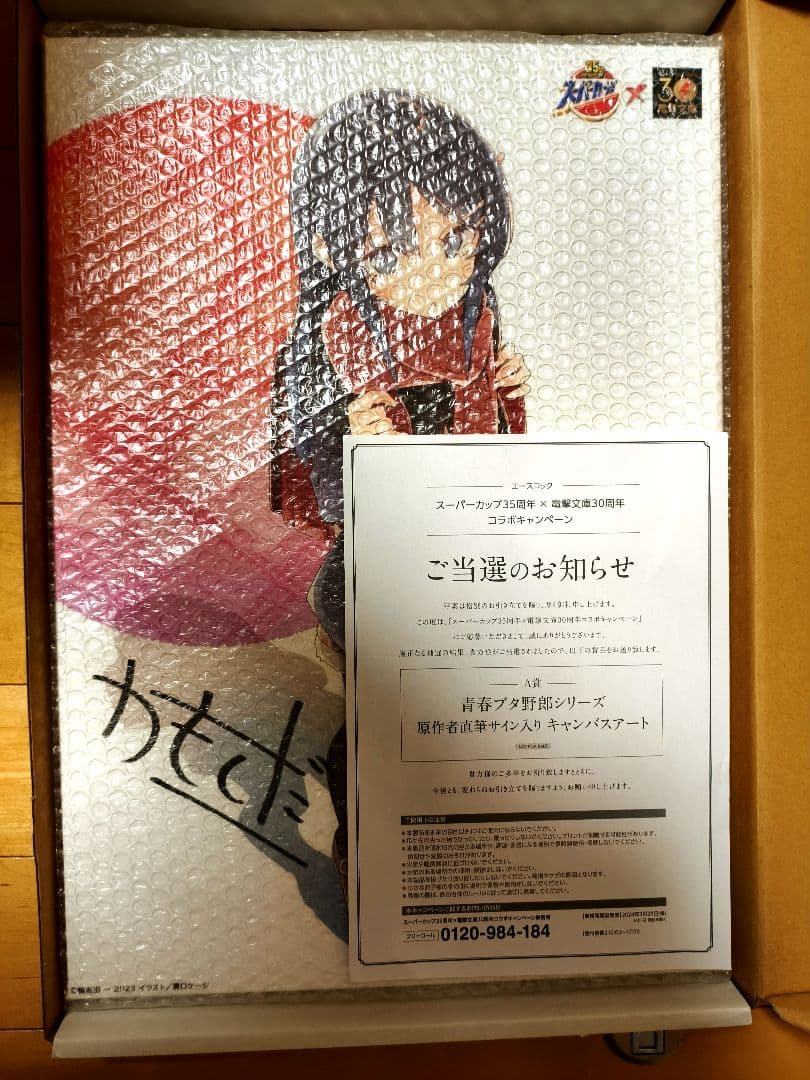 青春ブタ野郎　桜島麻衣　原作者 直筆サイン入りキャンバスアート