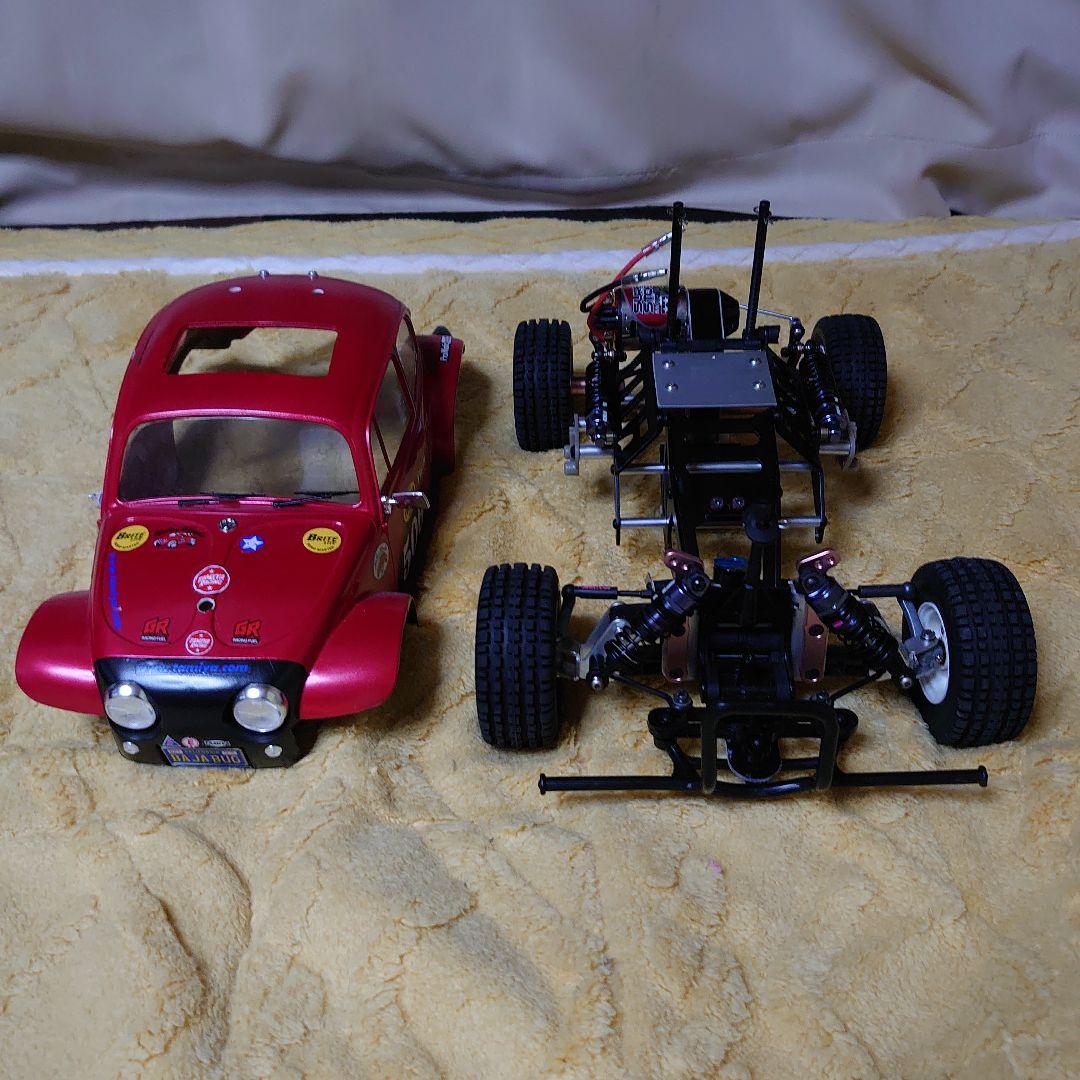タミヤマイティフロッグ　アルミシャーシ仕様　VWビートル506ボディ付き