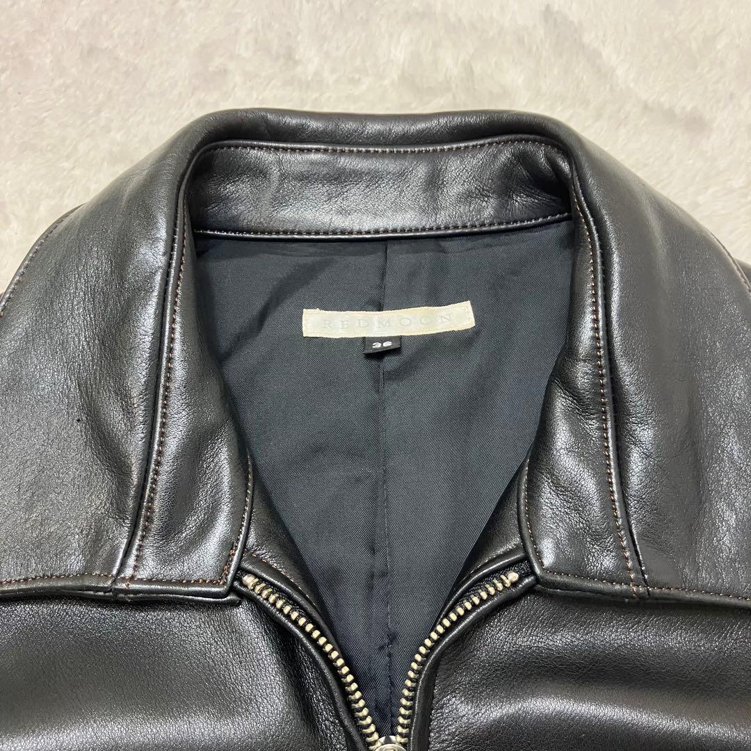 美品 レッドムーン 牛革 カウレザー ライダース レザージャケット ブラック