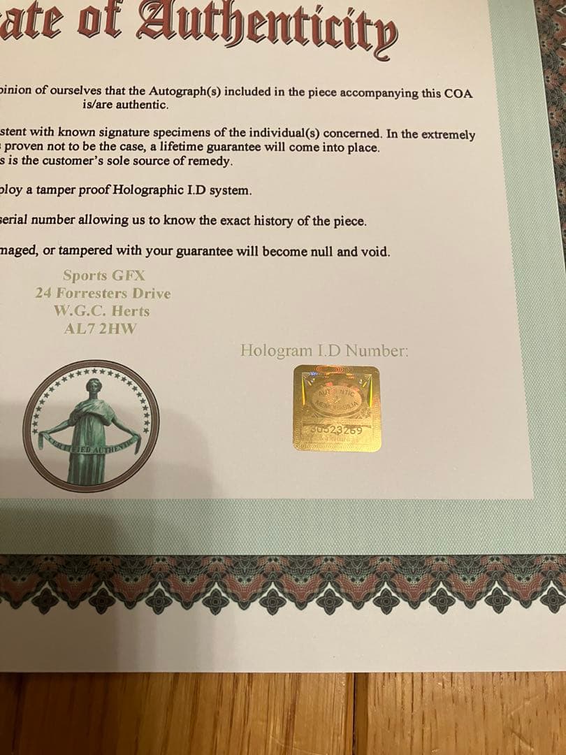 ナイジェル　マンセル　ウィリアムズ　ルノー　直筆サイン　証明書付き