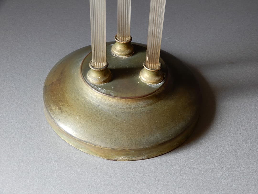 脚付きガラス皿　真鍮台座　ガラス柱