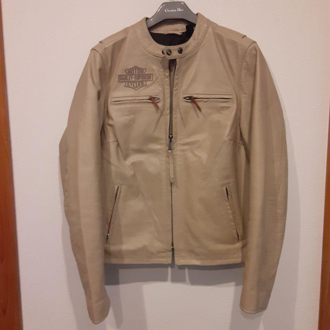 ハーレーダビッドソン ベージュ ライダース ジャケット レザー 男女兼用