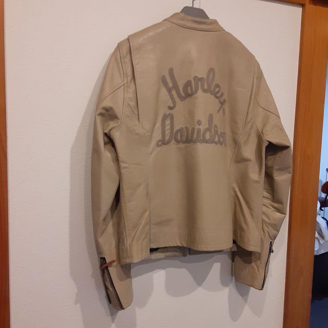 ハーレーダビッドソン ベージュ ライダース ジャケット レザー 男女兼用