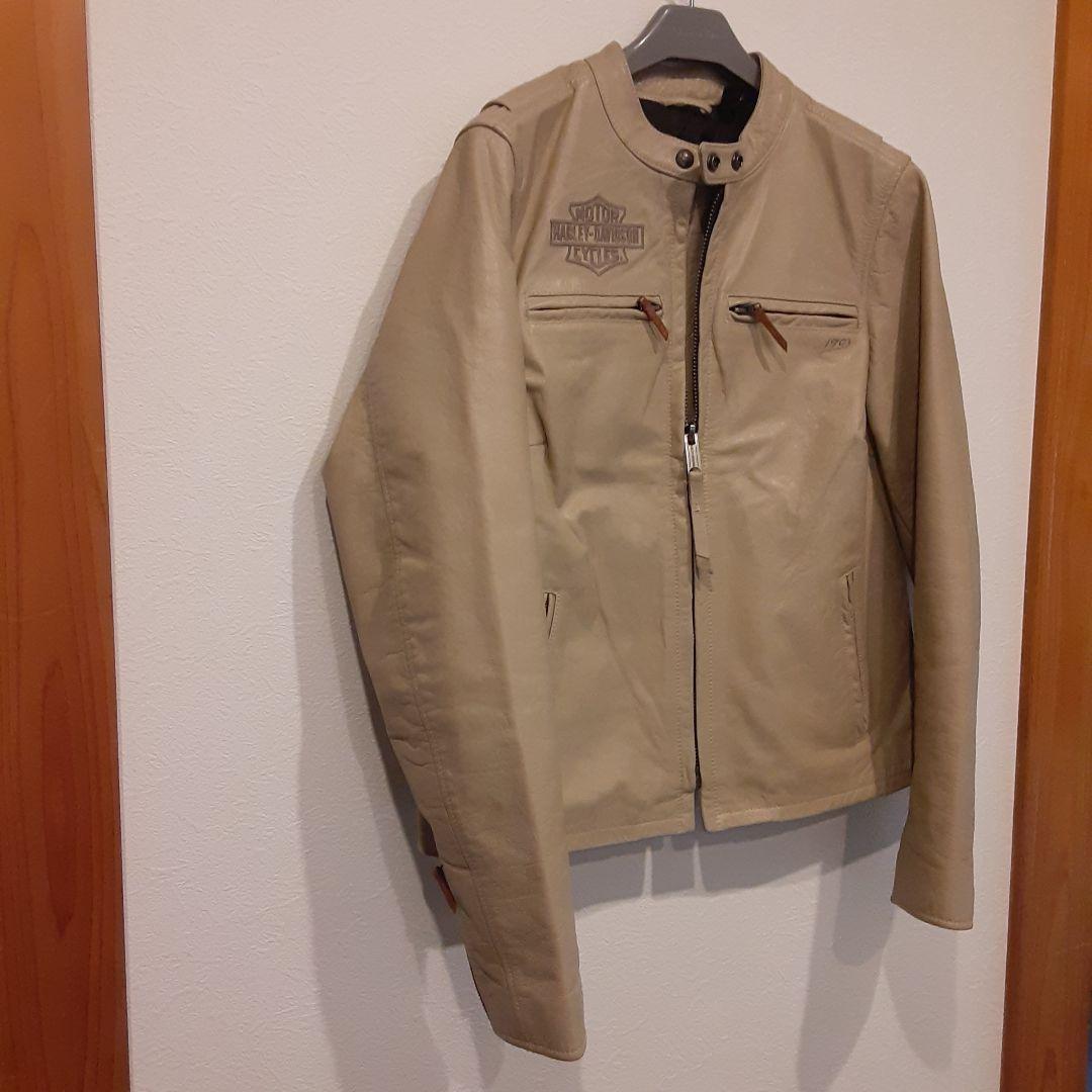 ハーレーダビッドソン ベージュ ライダース ジャケット レザー 男女兼用