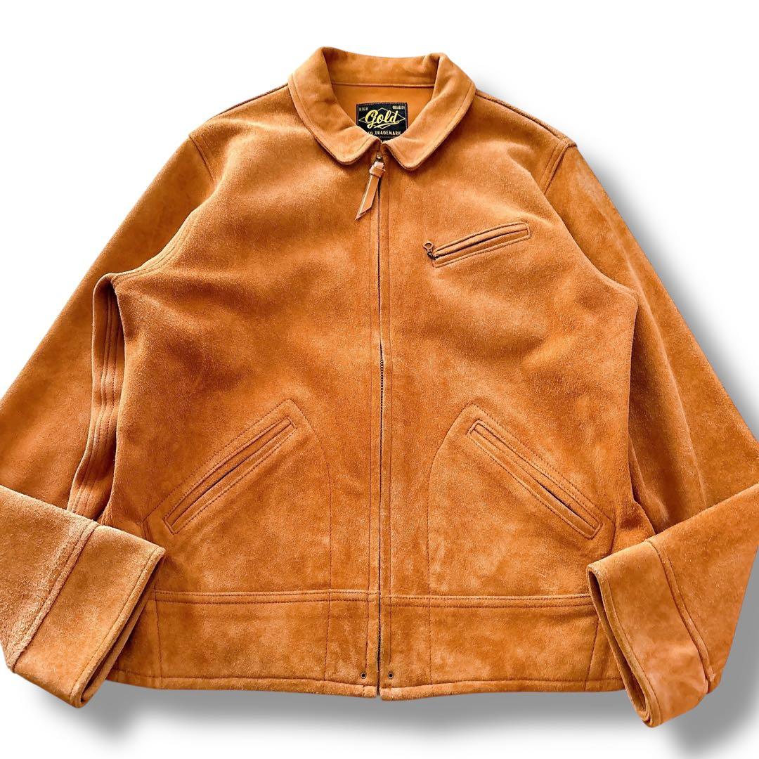 美品 Gold 東洋エンタープライズ ディアスキン スエード レザージャケット