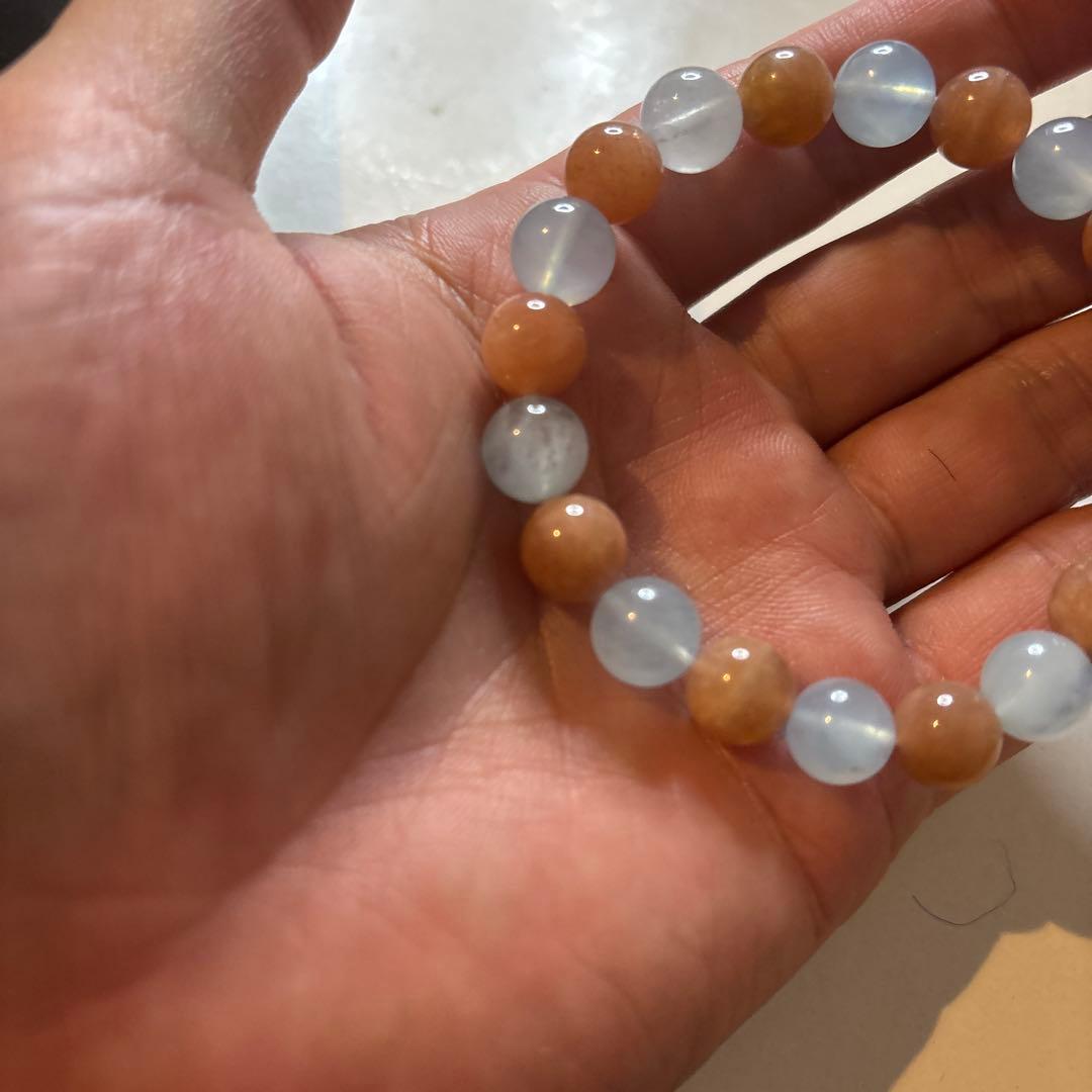 アクアマリンとオレンジムーンストーン！かわいい！