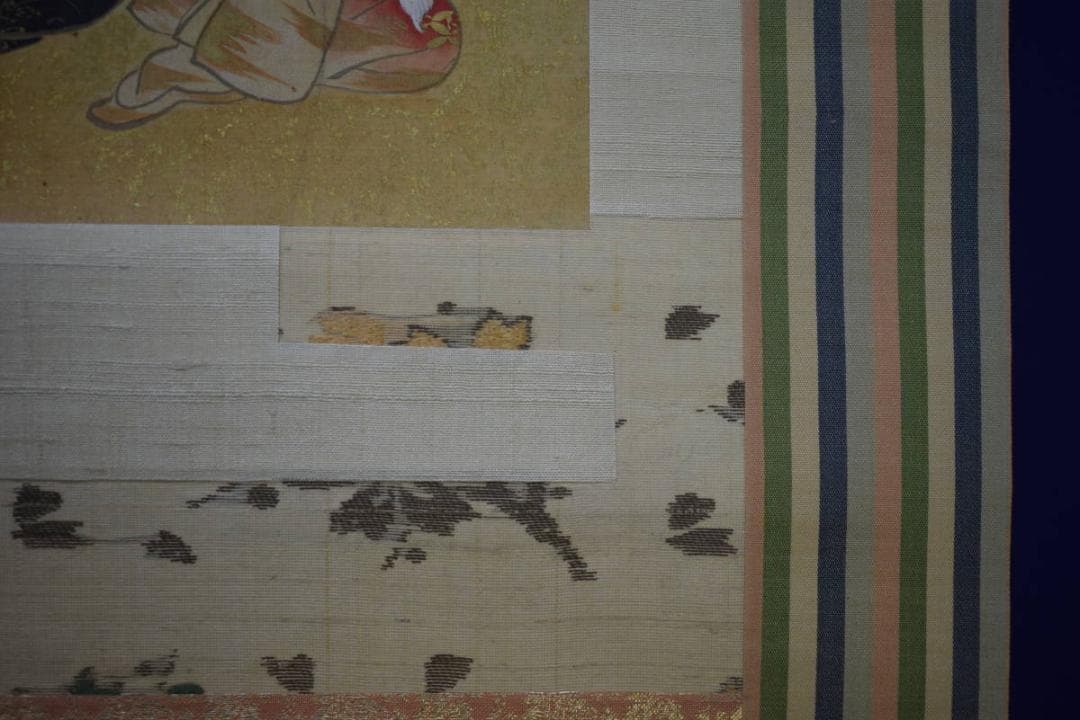 真作/寺田秋/美人画/人物図/金泥/布袋屋掛軸HH-902