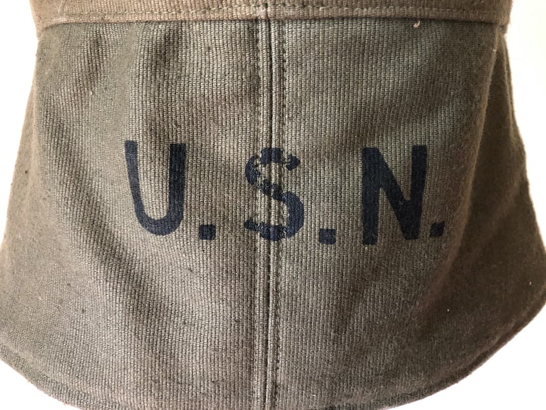 希少 1940s vintage 米軍 実物 USN デッキキャップ G