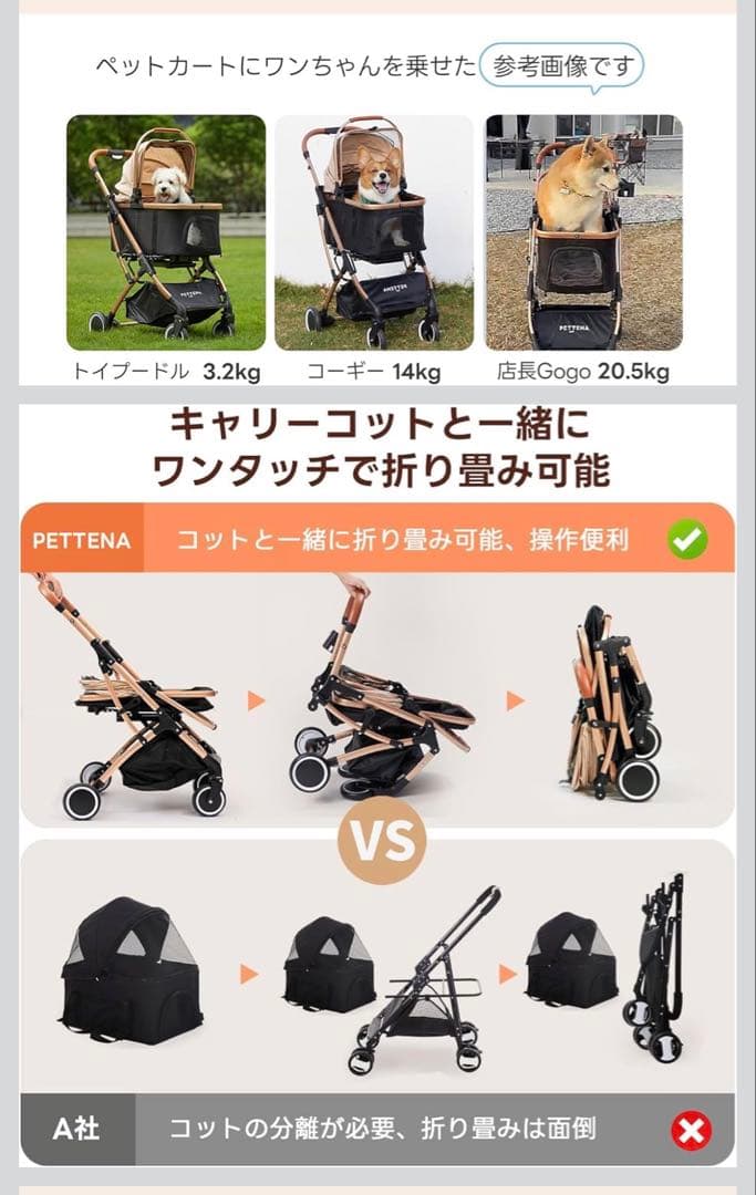 咲ペットカート 耐荷重20kg