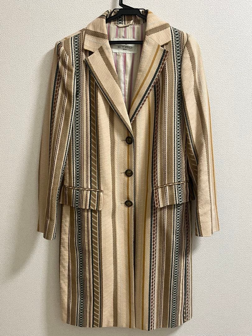 【希少・美品】MサイズETRO エトロ ストライプ チェスターコート