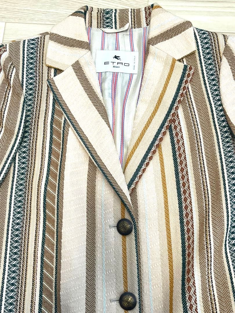 【希少・美品】MサイズETRO エトロ ストライプ チェスターコート