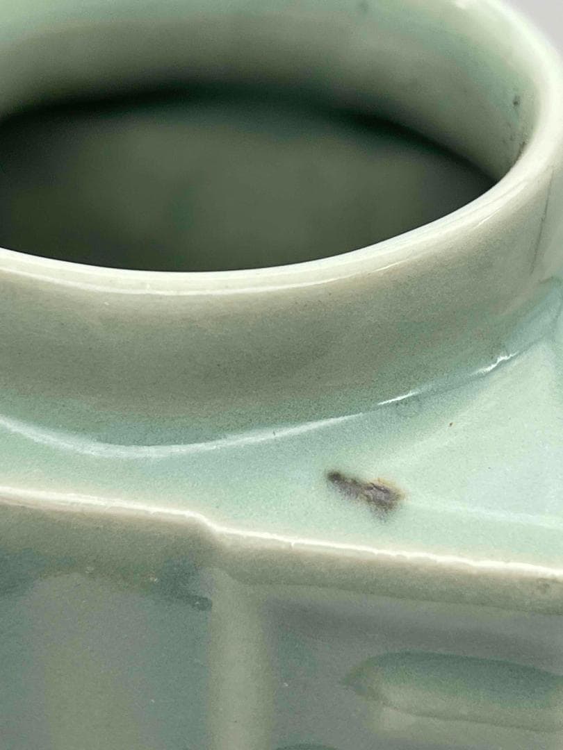 宋時代　青磁琮式瓶　汝官窯　龍泉窯　花入　茶道具　香道具(E-77)