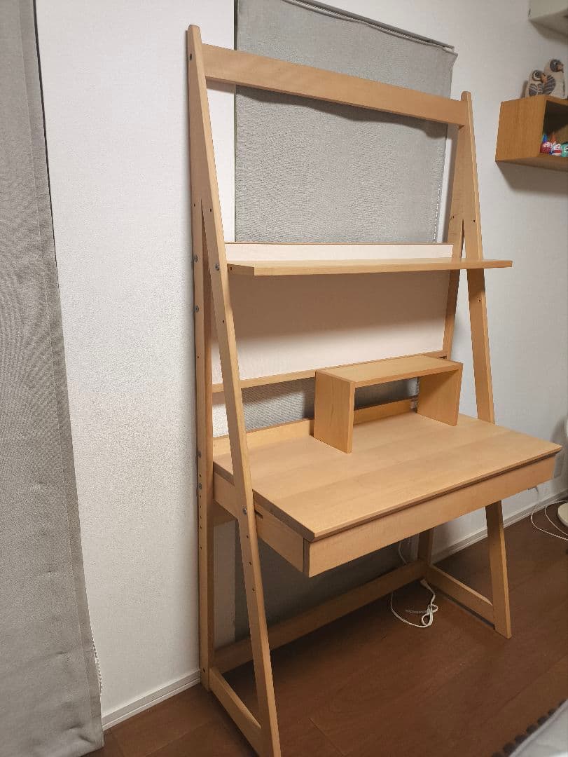 ナチュラルウッド パソコンデスク 引き出し付き 日進木工
