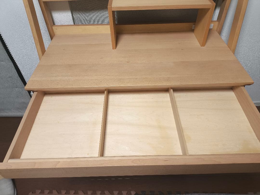 ナチュラルウッド パソコンデスク 引き出し付き 日進木工