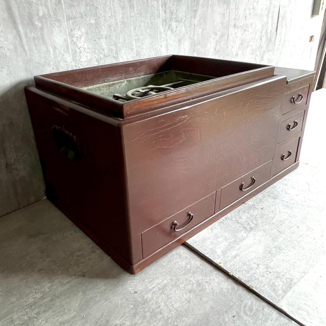 昭和レトロ 長火鉢 5杯 引き出し 古道具 アンティーク 灰など付属おまけ