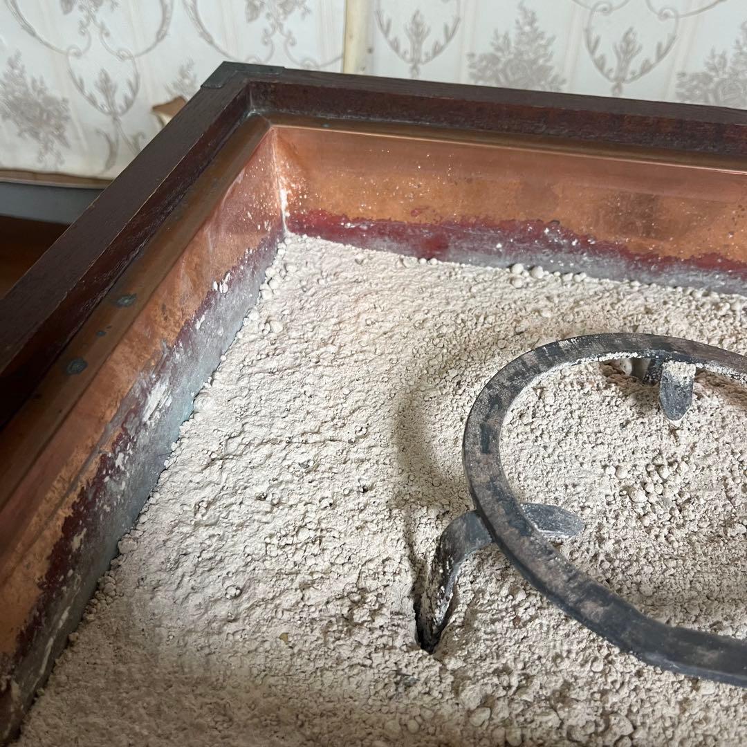 【アンティーク】昭和レトロ 木製 関東火鉢 長火鉢 引き出し付 囲炉裏 古道具